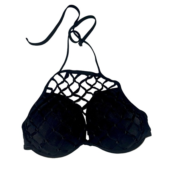 Shade and Shore netted halter bathing suit bikini top - Picture 1 of 3